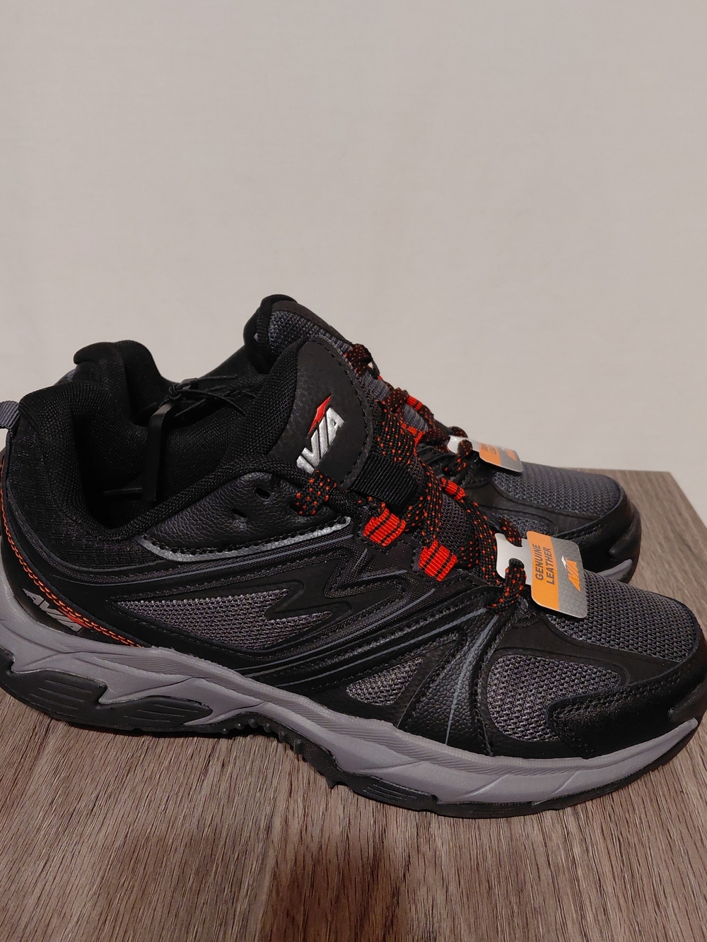Avia Men's Talus Rugged Walking Running Hiking Shoes Black Sneakers Odor Control
